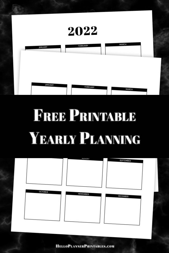 Free Yearly Planning Overview printable PDF download.