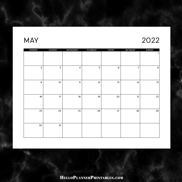 FREEBIE - Download May 2022 Monthly Calendar in Landscape Format PDF