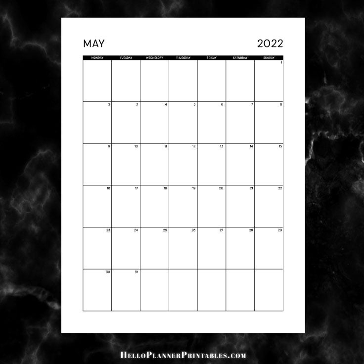 FREEBIE - Download May 2022 Monthly Calendar Full Page Portrait PDF